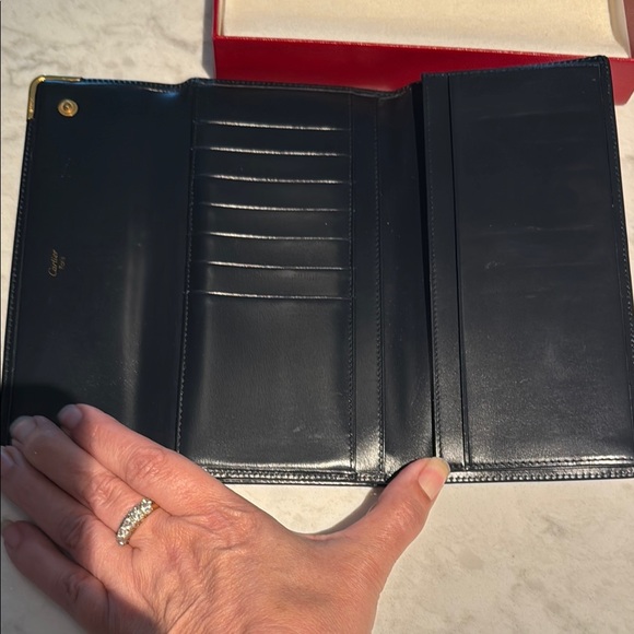 Cartier Black and Gold Leather Clutch - Picture 8 of 12